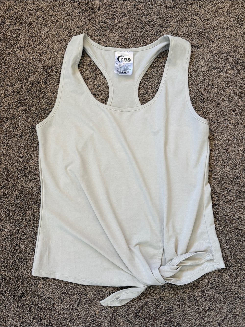 Zyia Light Grey Racerback Tie-Hem Tank